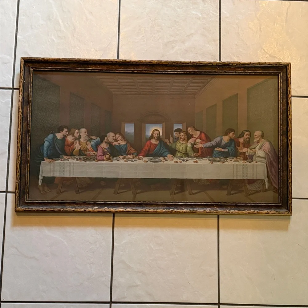 Vintage Framed Last Supper Wall Art - Picture 1 of 7